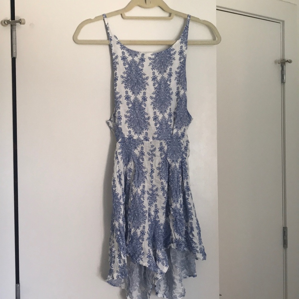 XS blue romper w/ tie back